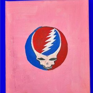 Grateful Dead steal your face Pink Canvas with Skull Art